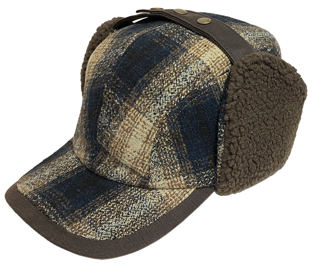 Log Cabin Plaid Cap with Sherpa Earflaps - Troopers & Work Caps